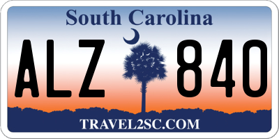 SC license plate ALZ840