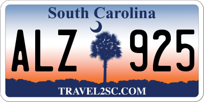 SC license plate ALZ925
