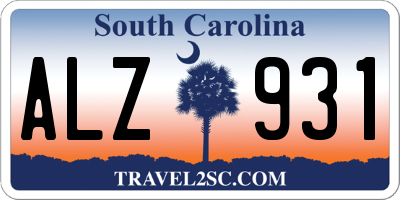 SC license plate ALZ931