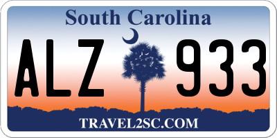 SC license plate ALZ933