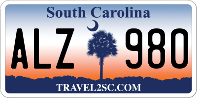 SC license plate ALZ980