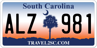 SC license plate ALZ981