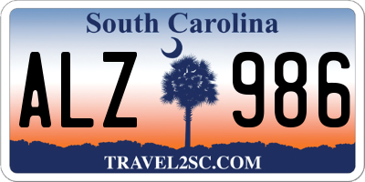 SC license plate ALZ986