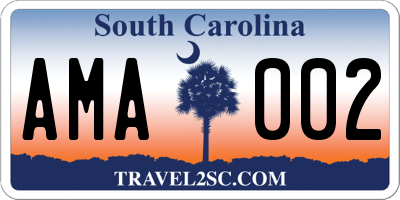 SC license plate AMA002