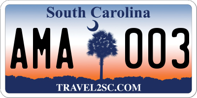 SC license plate AMA003