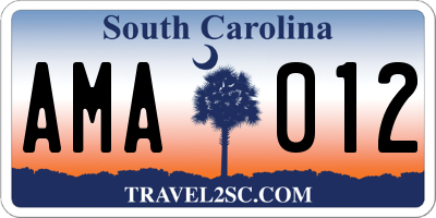 SC license plate AMA012