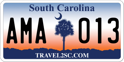 SC license plate AMA013