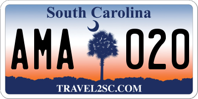 SC license plate AMA020