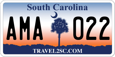 SC license plate AMA022