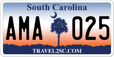 SC license plate AMA025