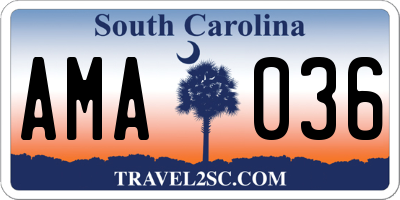 SC license plate AMA036