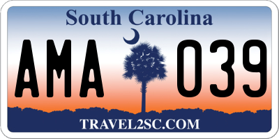 SC license plate AMA039