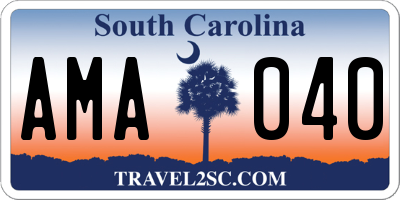 SC license plate AMA040