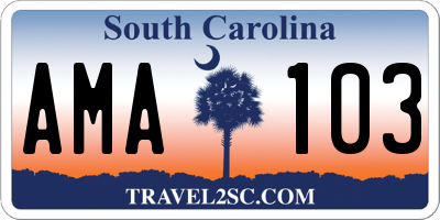 SC license plate AMA103