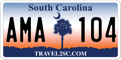 SC license plate AMA104