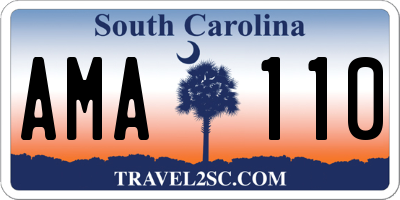SC license plate AMA110