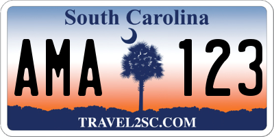 SC license plate AMA123