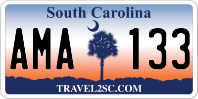 SC license plate AMA133