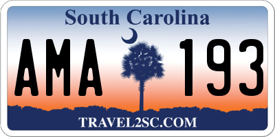 SC license plate AMA193