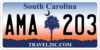 SC license plate AMA203