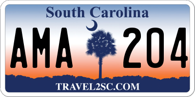 SC license plate AMA204
