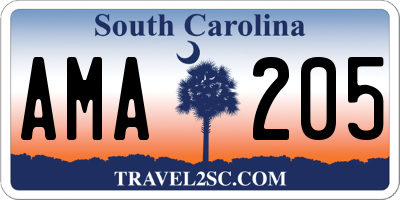 SC license plate AMA205