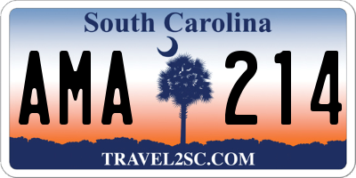 SC license plate AMA214