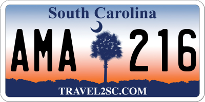 SC license plate AMA216
