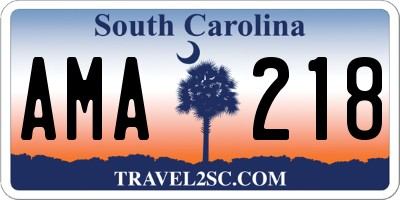 SC license plate AMA218