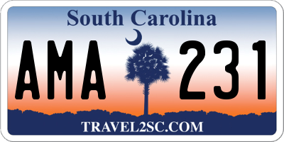 SC license plate AMA231