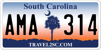 SC license plate AMA314