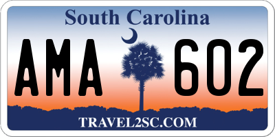 SC license plate AMA602