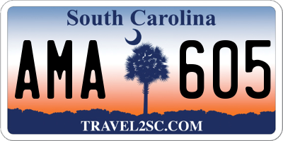 SC license plate AMA605