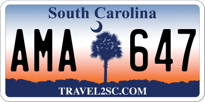 SC license plate AMA647