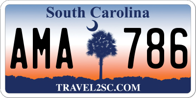 SC license plate AMA786