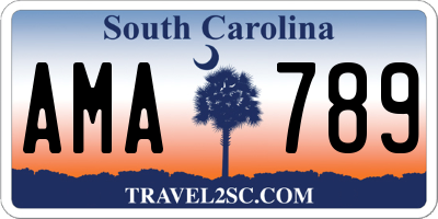 SC license plate AMA789