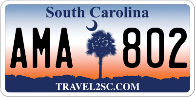 SC license plate AMA802