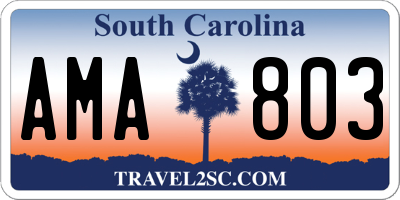 SC license plate AMA803