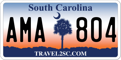 SC license plate AMA804