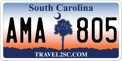 SC license plate AMA805