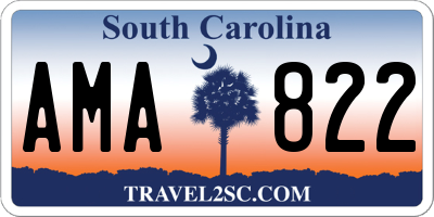 SC license plate AMA822
