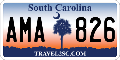 SC license plate AMA826
