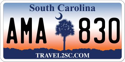 SC license plate AMA830