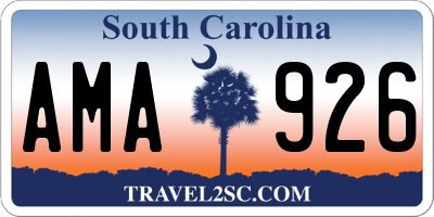SC license plate AMA926