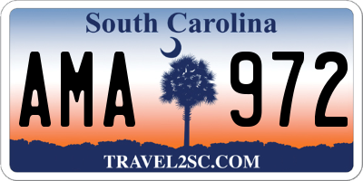 SC license plate AMA972