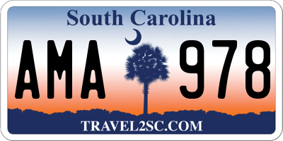 SC license plate AMA978