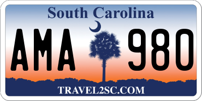 SC license plate AMA980