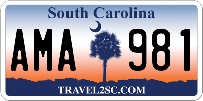 SC license plate AMA981