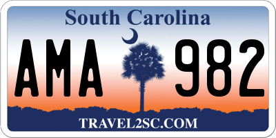 SC license plate AMA982