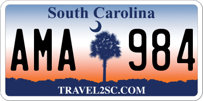 SC license plate AMA984